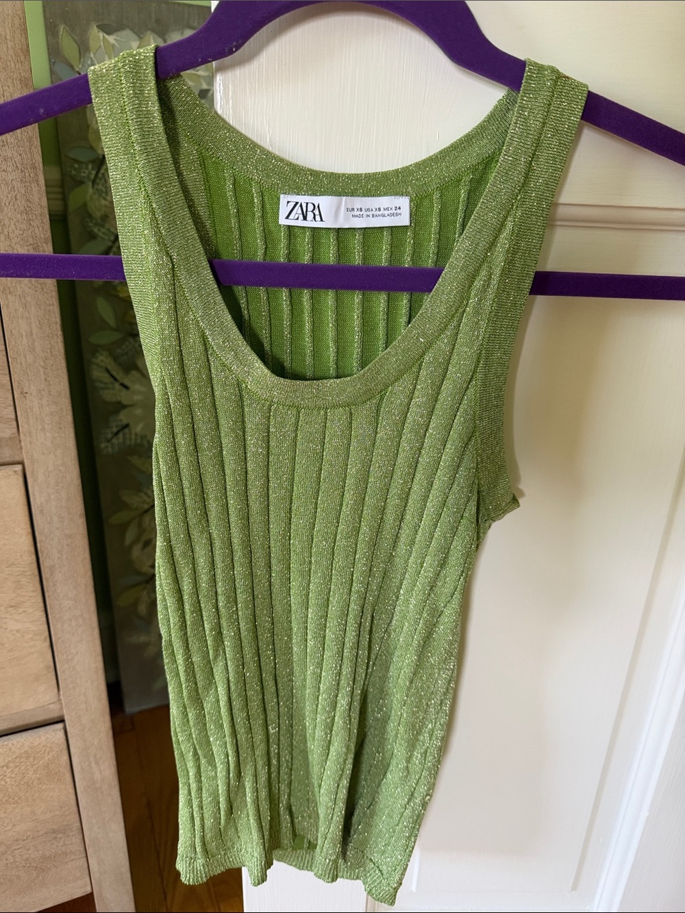 Zara green sparkle sweater tank xs